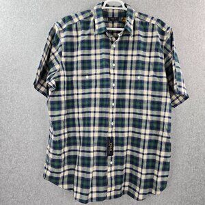 Polo Ralph Lauren Button Shirt Mens 2XLT Tall Plaid Green White Short Sleeve New